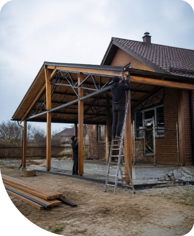 Пристройка навеса к дому и участку в Гулькевичах под ключ